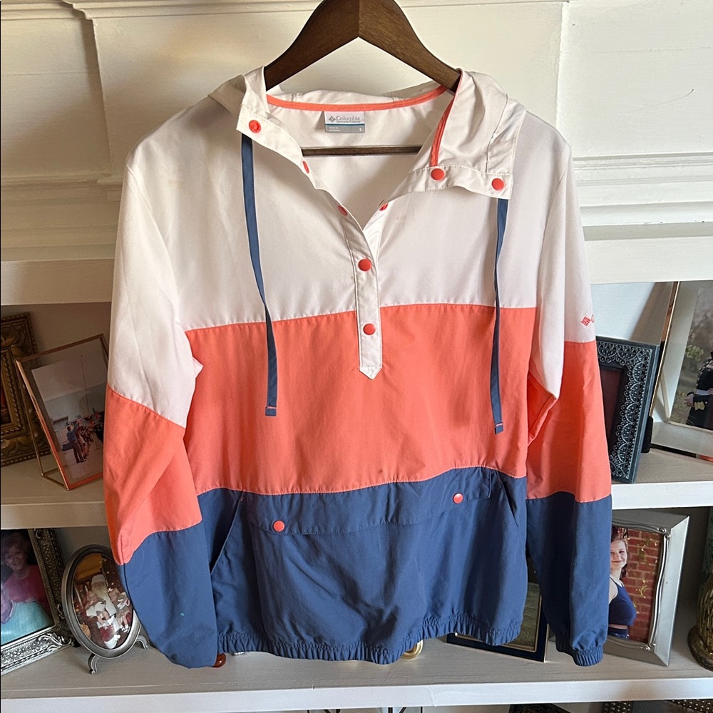 Columbia Coral and Blue Hooded Jacket